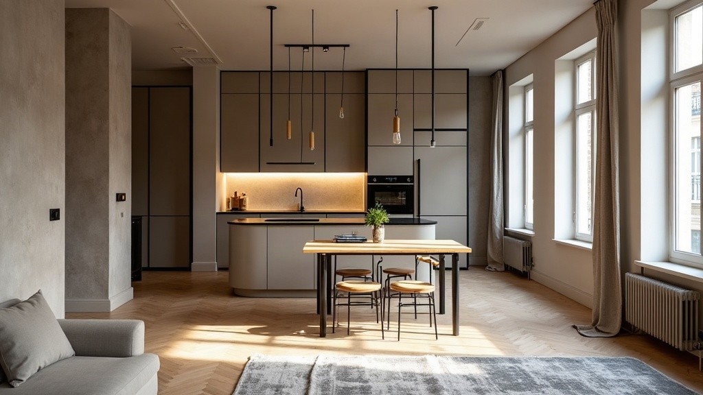 Verrière atelier alu noire intérieure séparant cuisine et séjour, profilés fins et traverses, exemplaire de verrière atelier